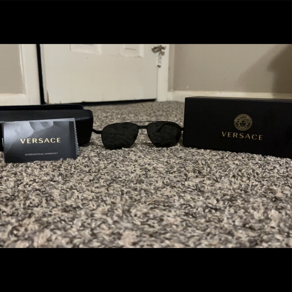 Versace aviator sunglasses, with original case, box and lens cleaner.